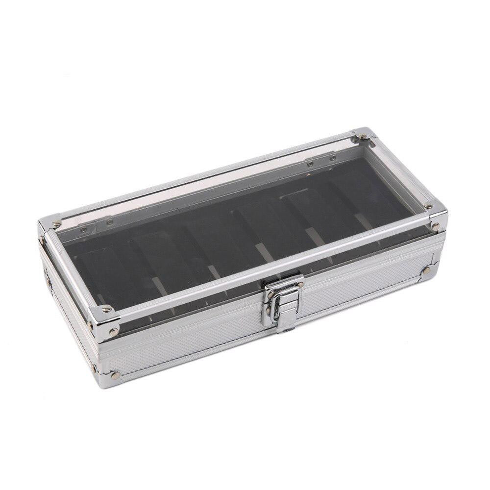 Coffret horloge - 6 compartiments - argent