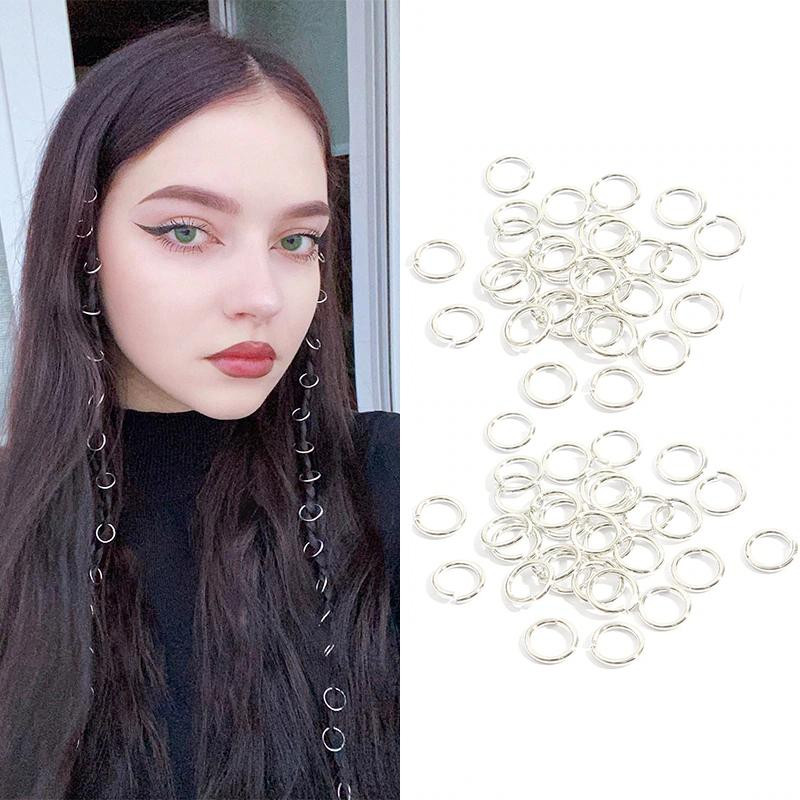 Anelli per capelli 50 pz - argento