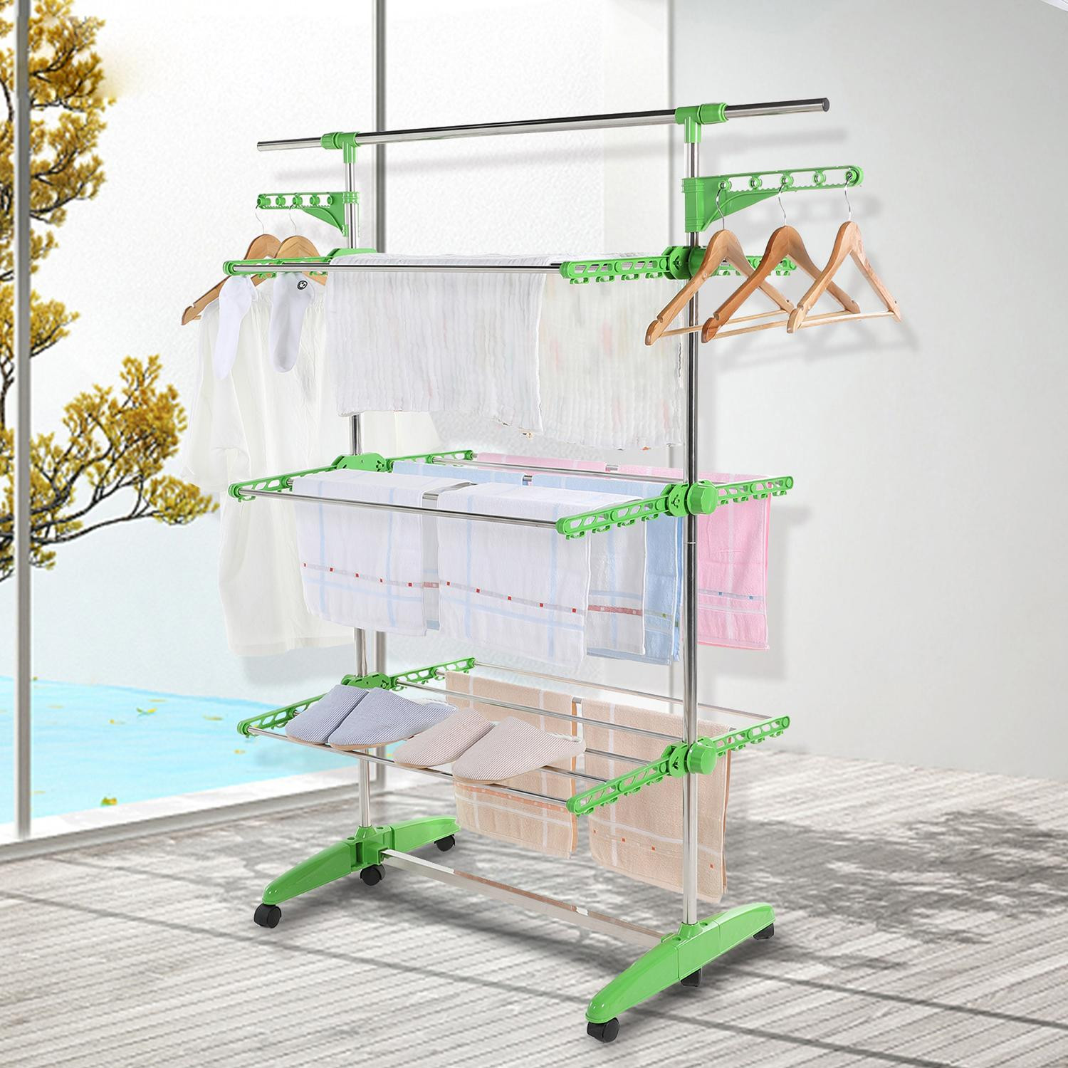 Functioneel kledingrek om te drogen, groen