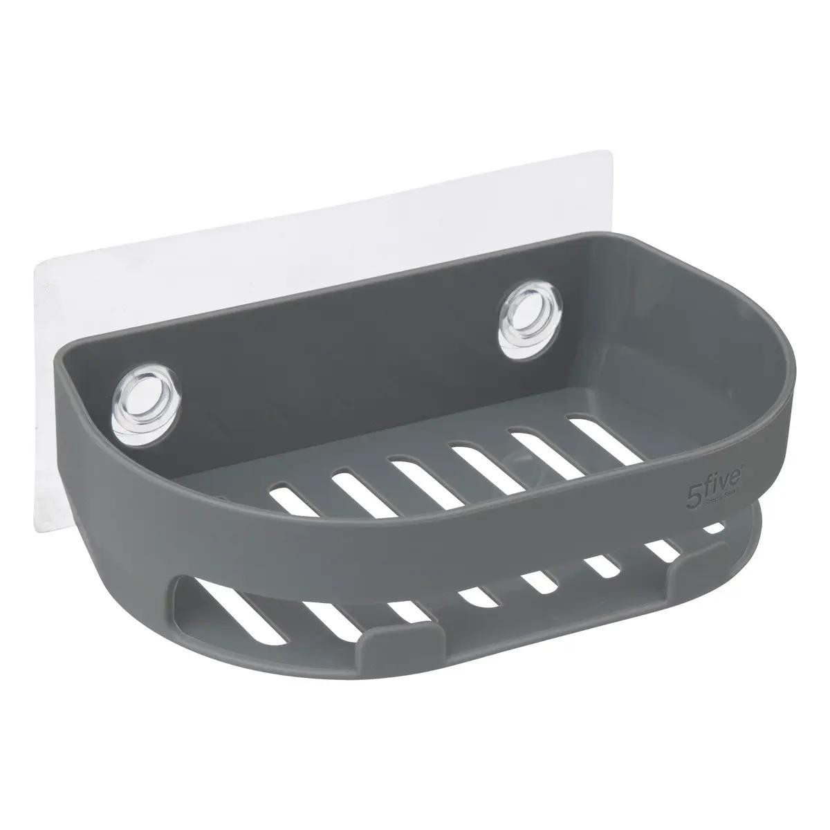 Small shower shelf - suction - gray