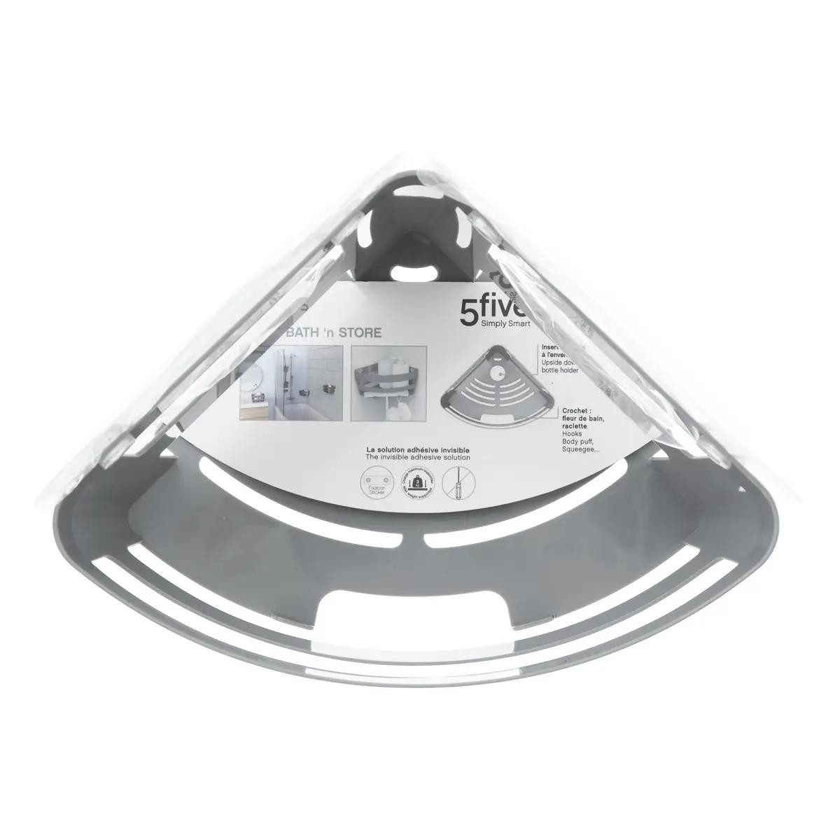 Corner shelf for shower - suction - gray