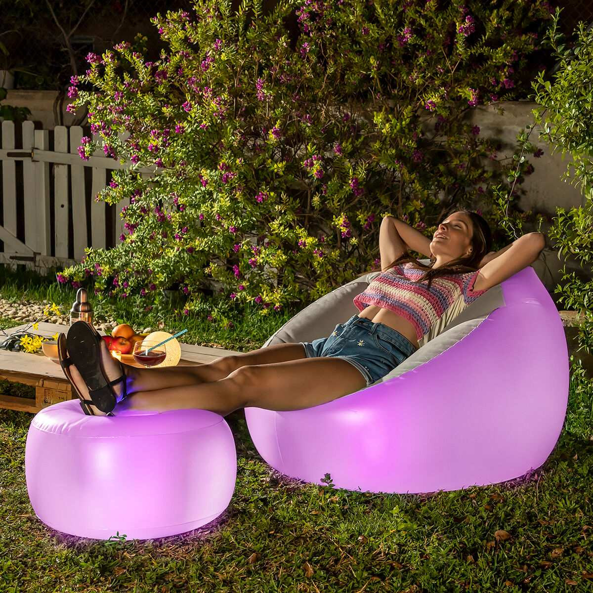 Fauteuil gonflable avec éclairage LED