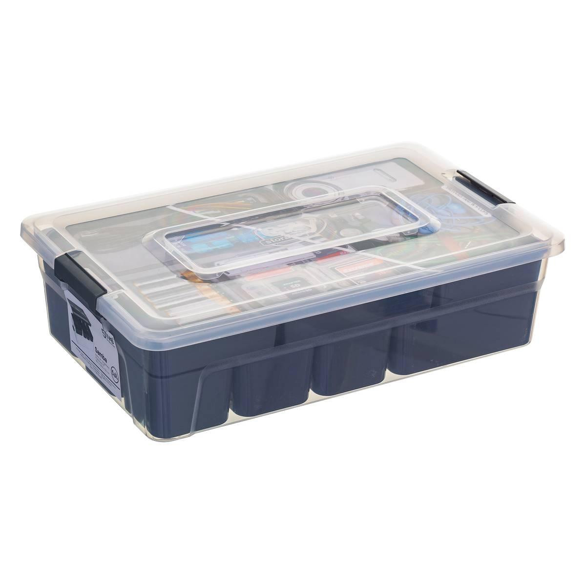 Storage box with compartment - plastic - 5.6 l