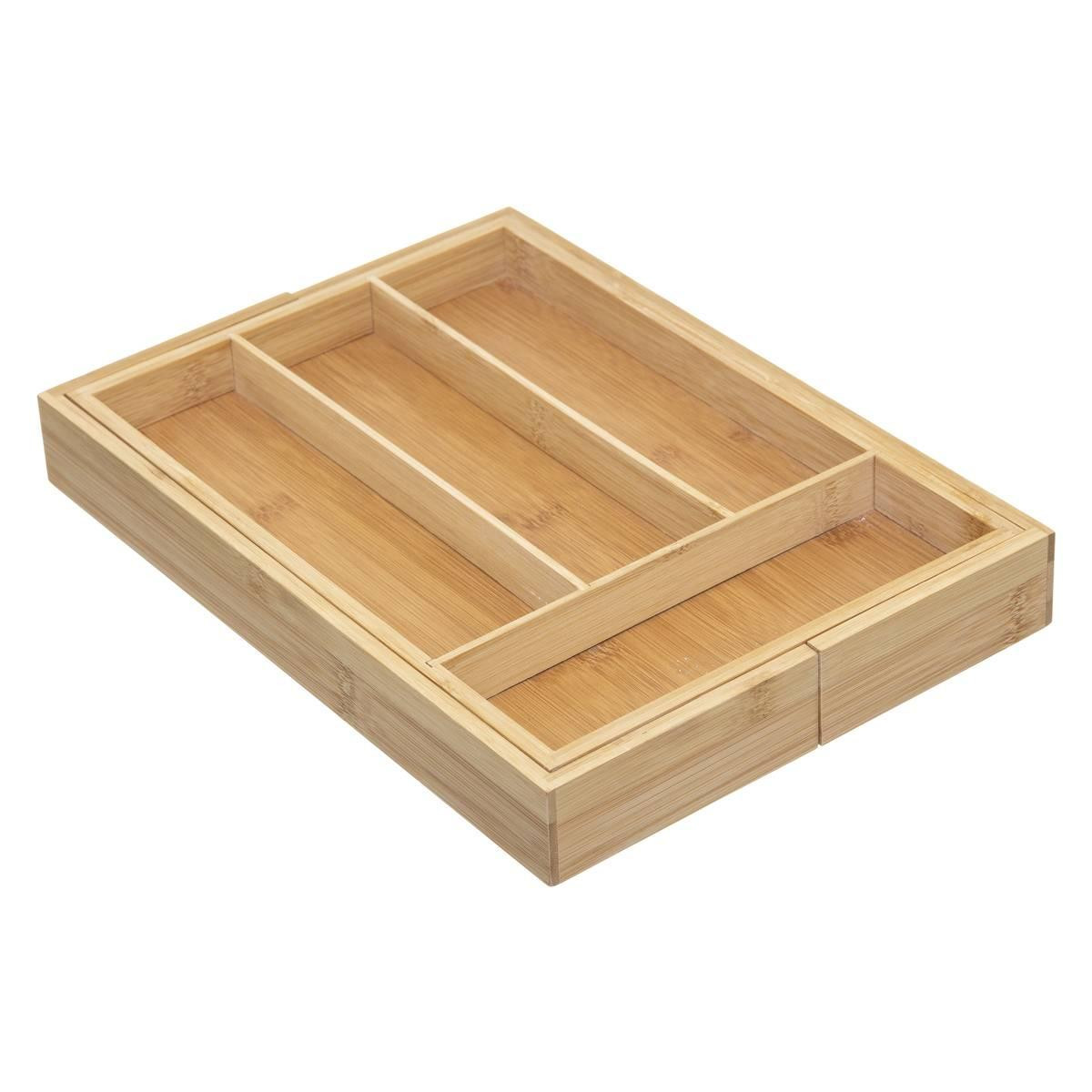 Cutlery box - 6 compartments - expandable - bamboo