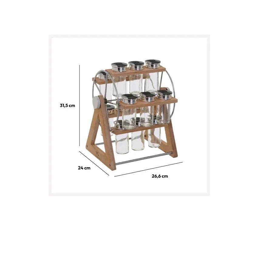 Spice holders - cool design - bamboo - 15 cans