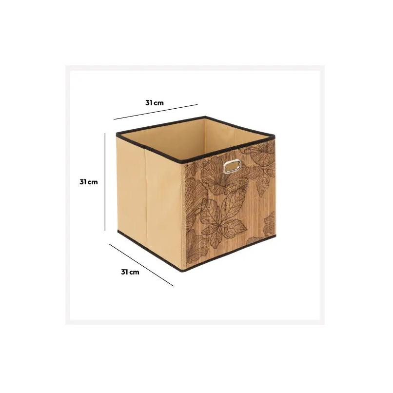 Floral patterned storage basket in bamboo