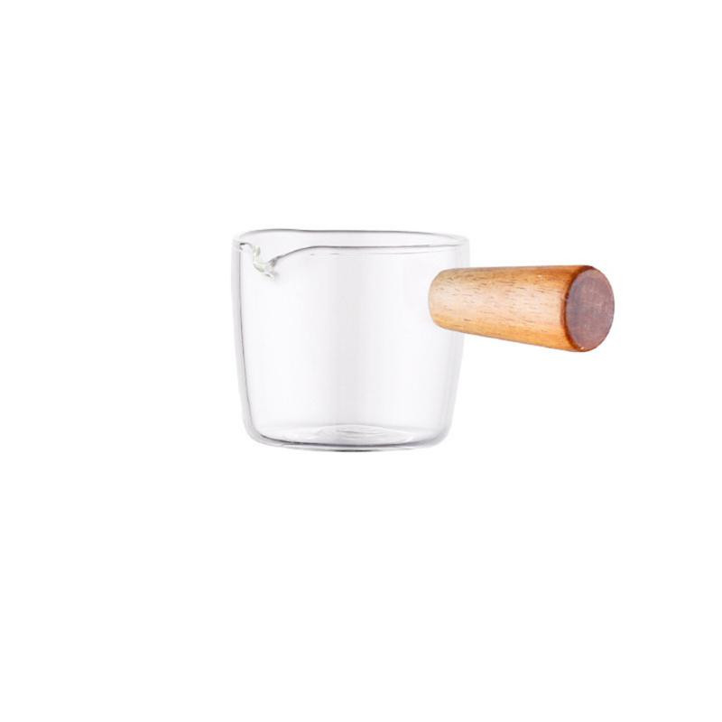 Vaso de vidrio con mango de madera - 100 ml