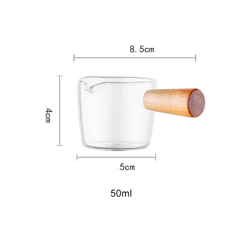 Vaso de vidrio con mango de madera - 100 ml