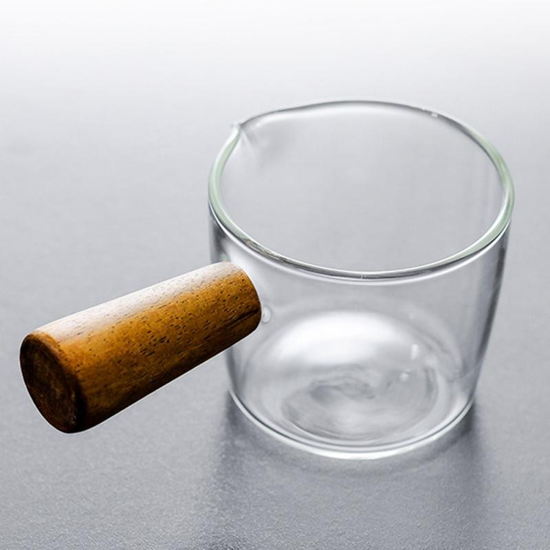 Glasbecher mit Holzgriff - 100 ml