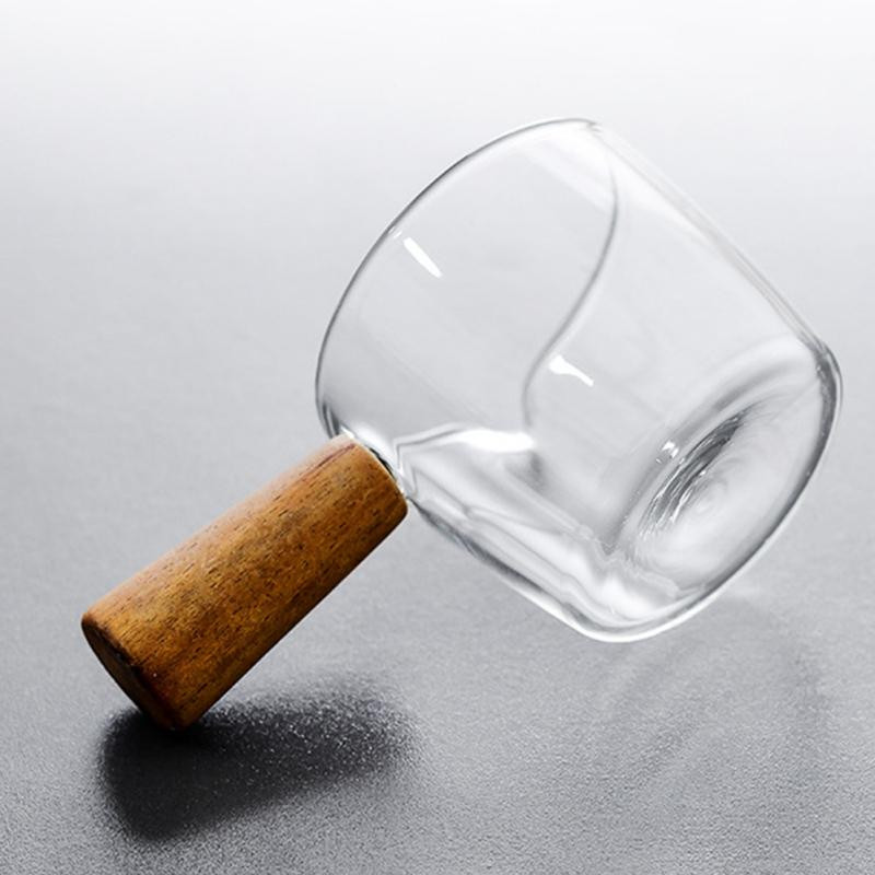 Glasbecher mit Holzgriff - 100 ml