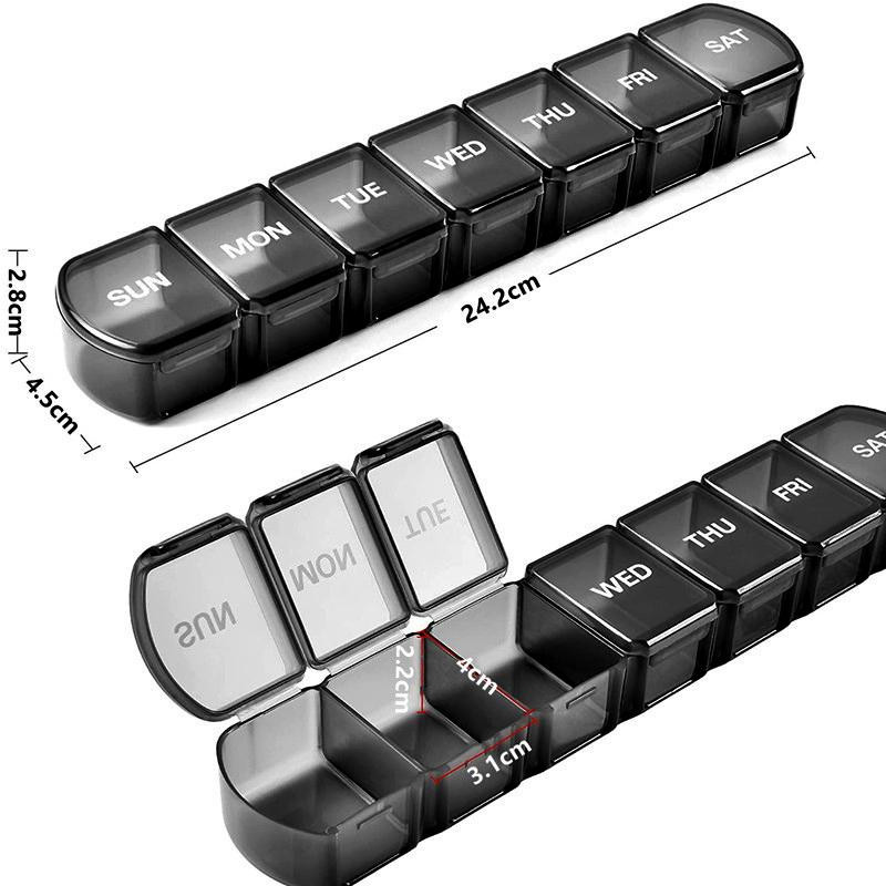 Dosing box for 1 week medication with large compartments