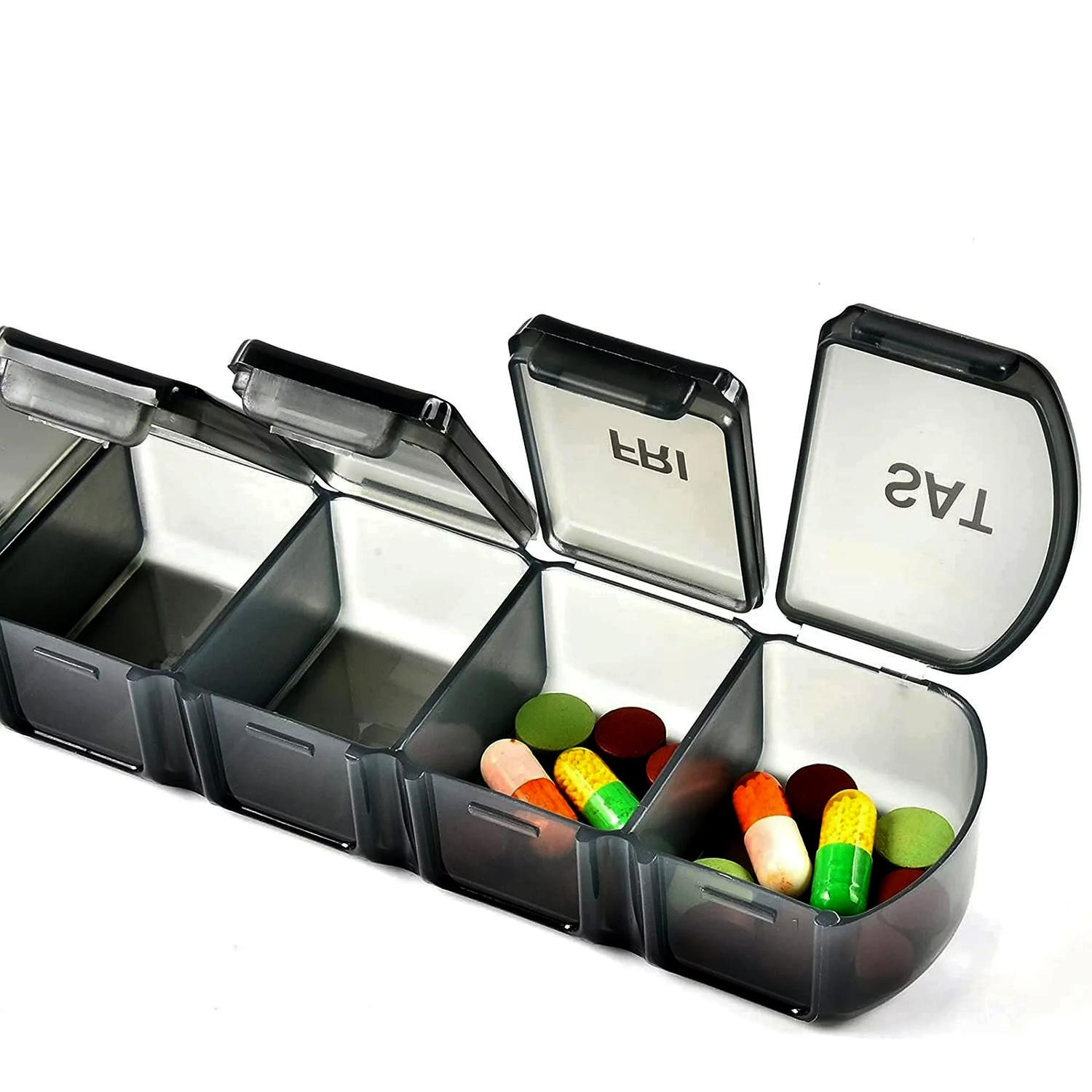 Dosing box for 1 week medication with large compartments