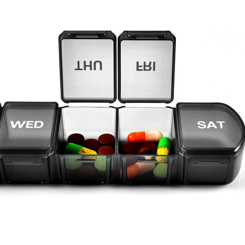 Dosing box for 1 week medication with large compartments