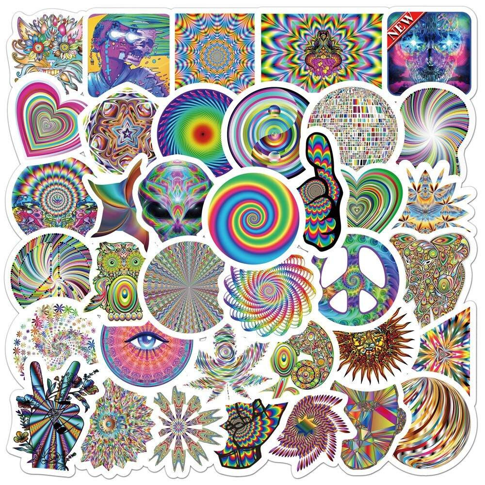 Stickers - psychedelic patterns - 50 pcs