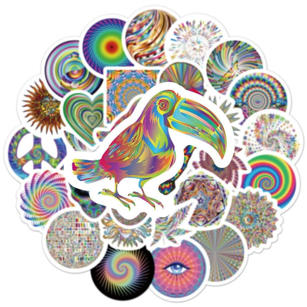 Stickers - psychedelic patterns - 50 pcs