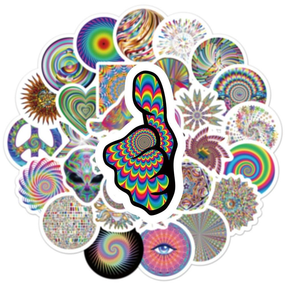 Stickers - psychedelic patterns - 50 pcs