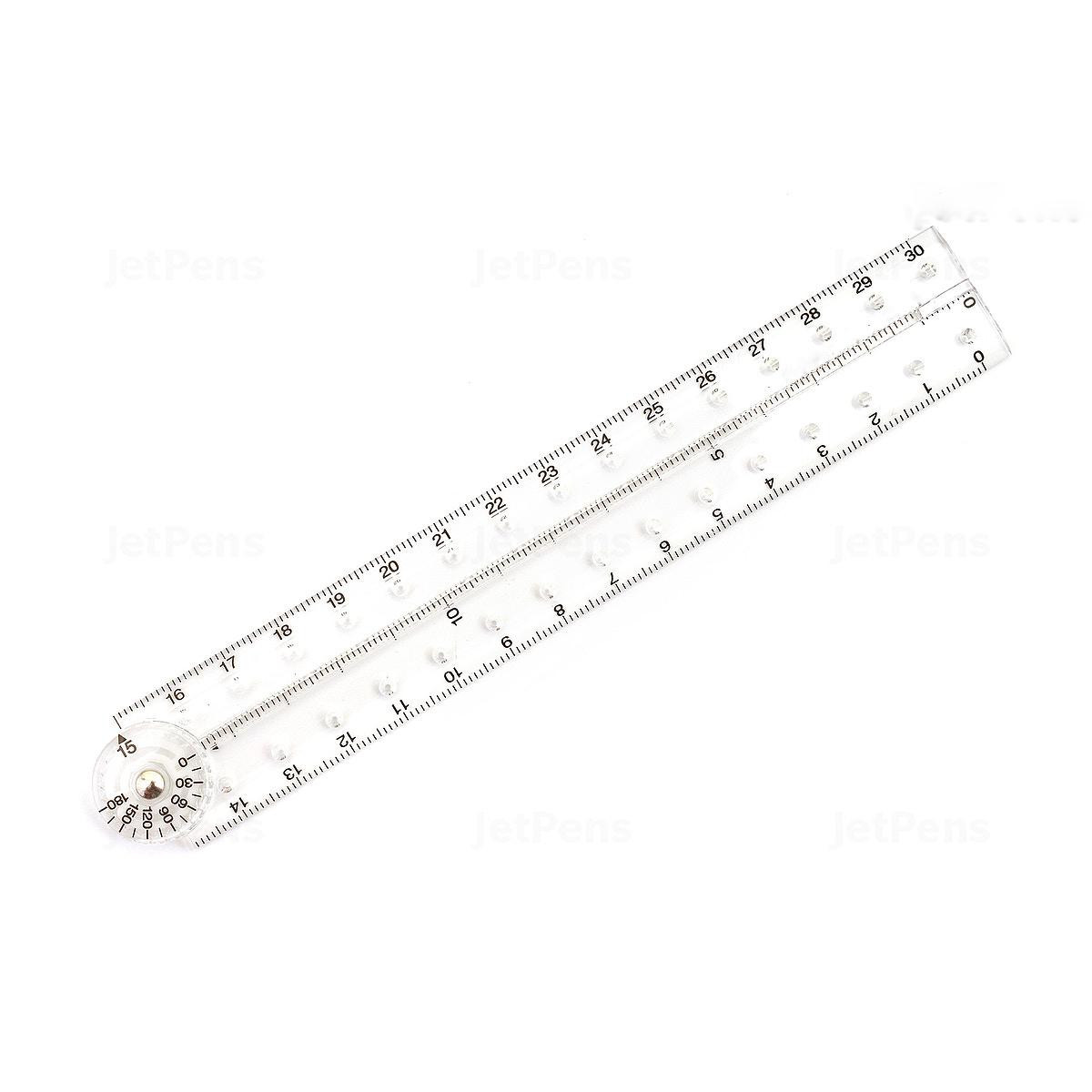Folding ruler with a degree board