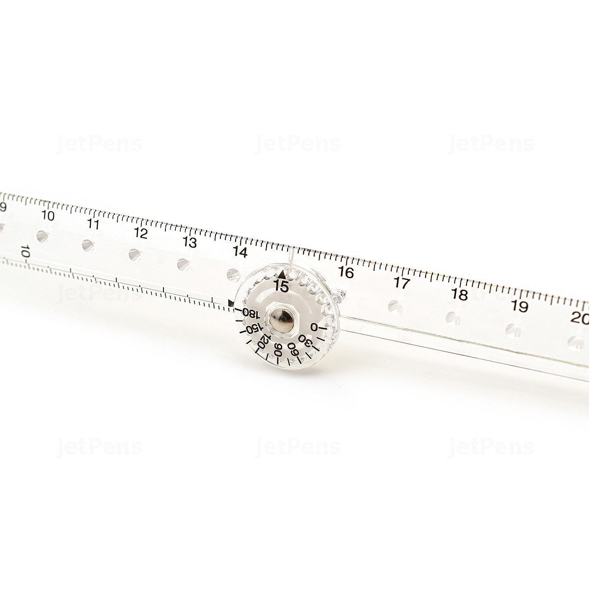 Folding ruler with a degree board