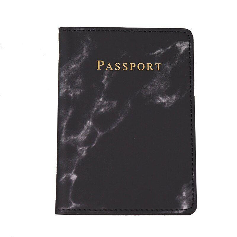Marbled passport case - black