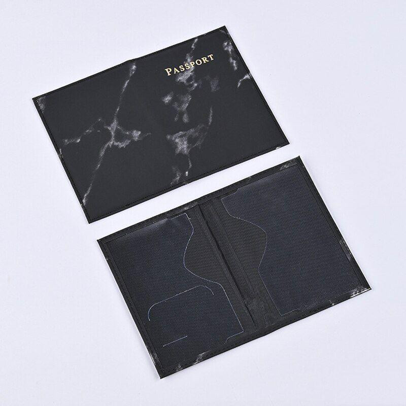 Marbled passport case - black