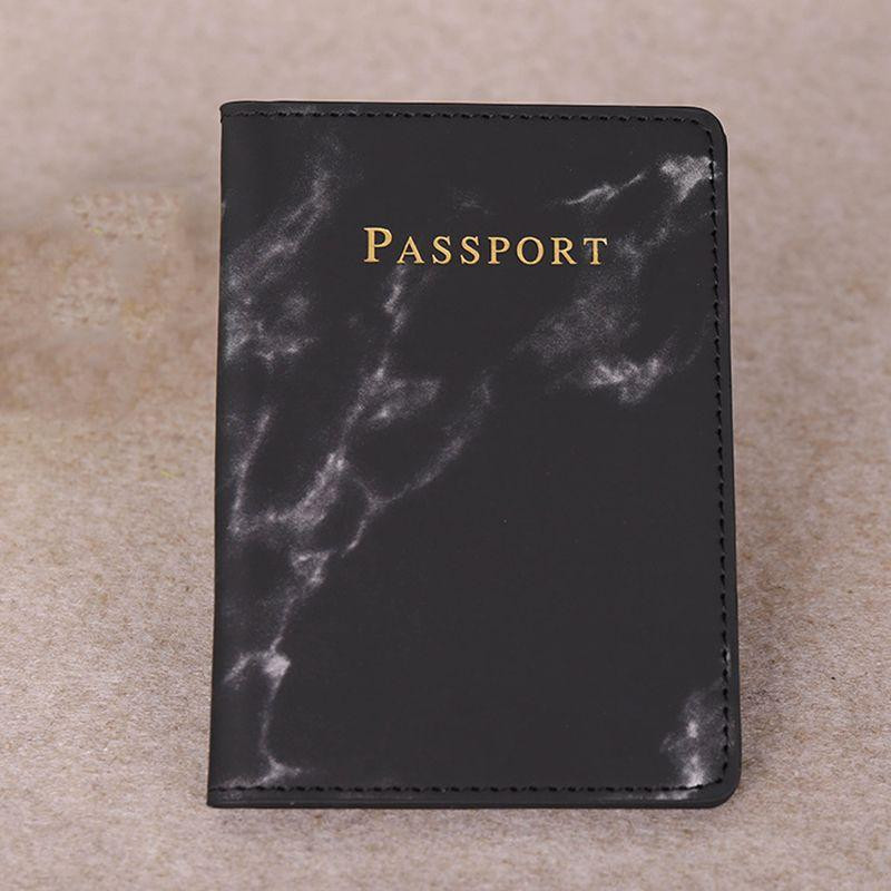 Marbled passport case - black
