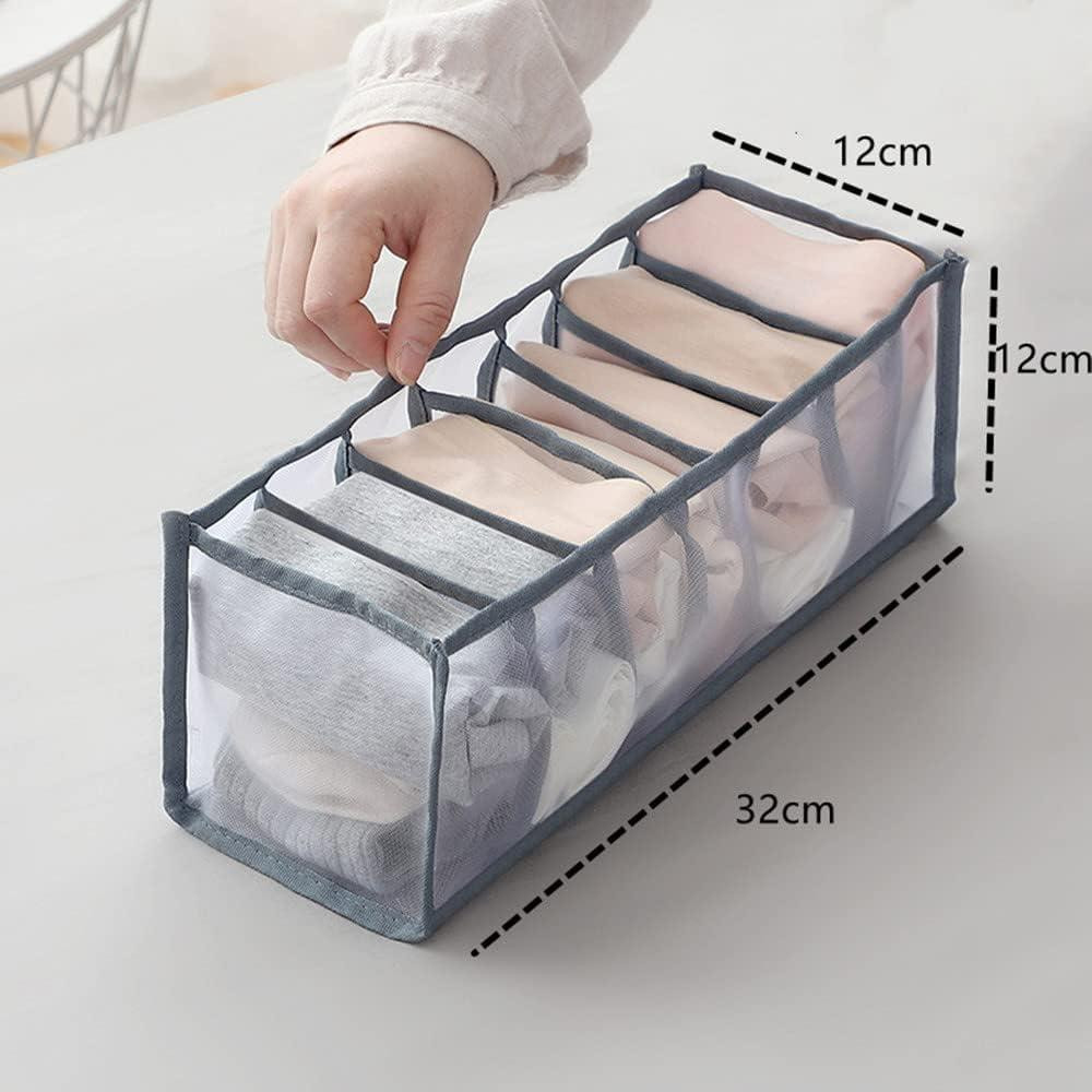 Storage box for underwear - 7 compartments - gray