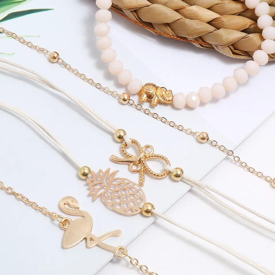 5 pcs thin bracelets - gold colored