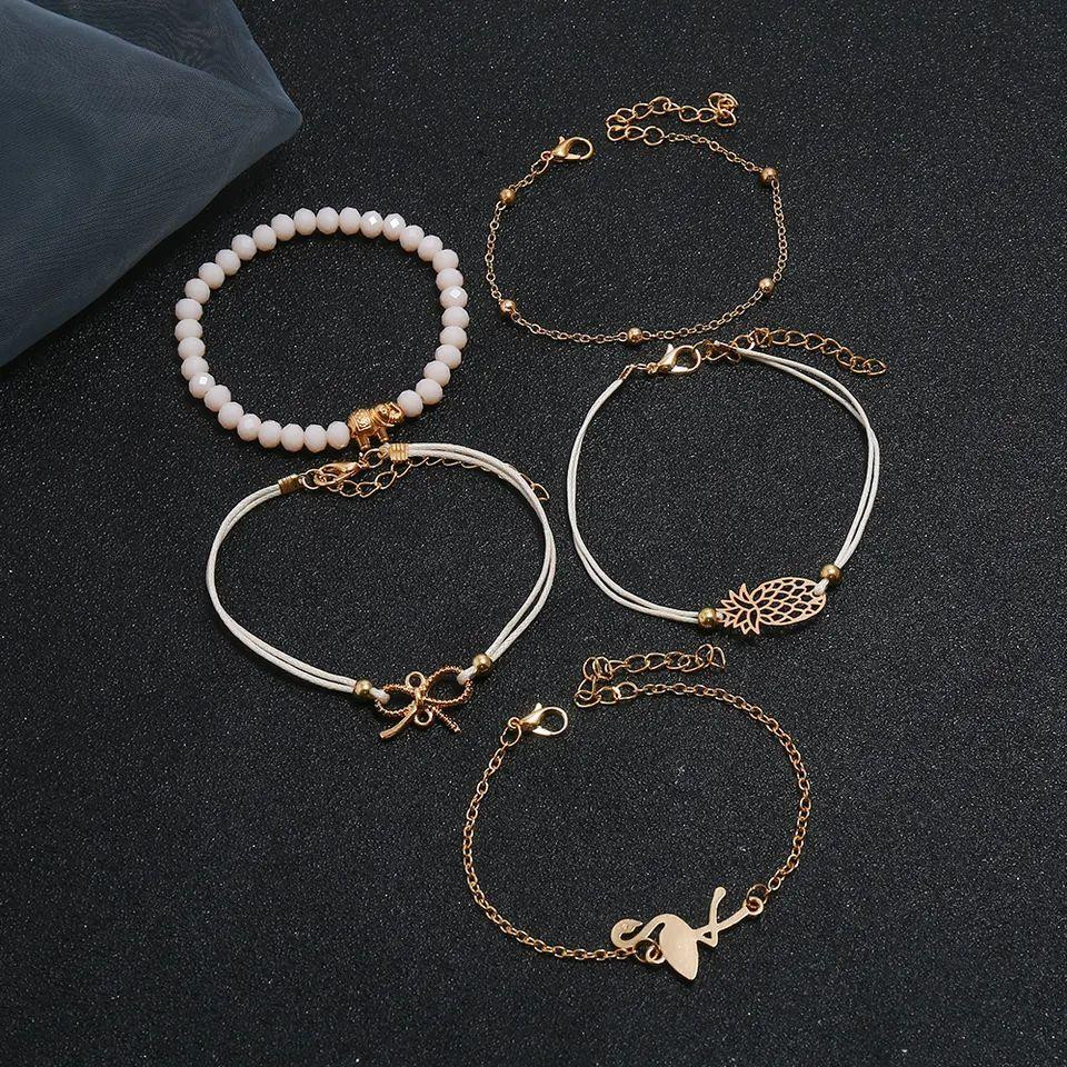 5 pcs thin bracelets - gold colored