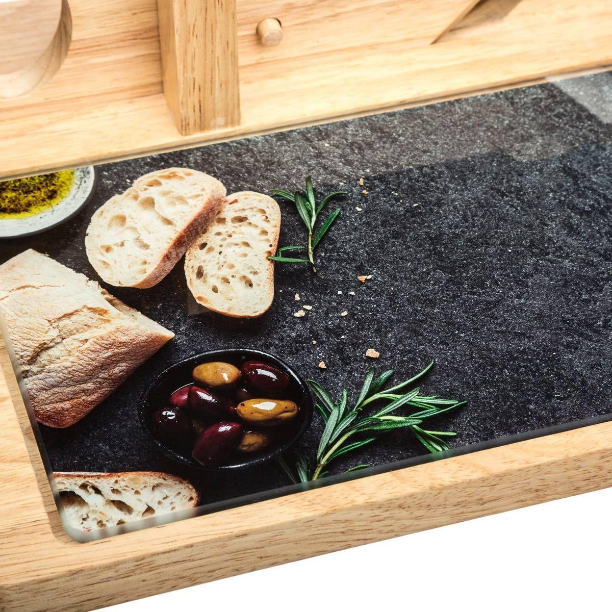 Fleisch- und Käseschneider mit Tablett - Holz