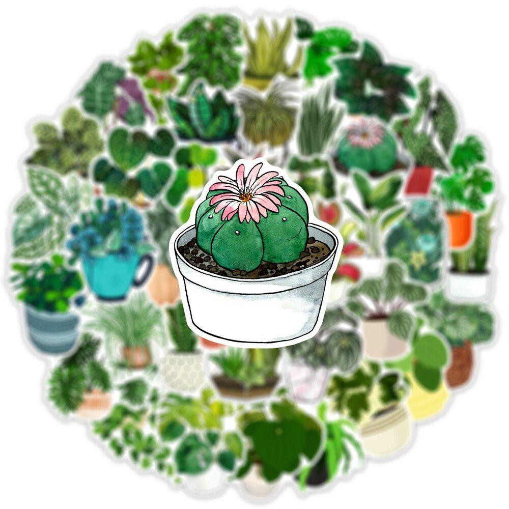 Set with stickers - plants - 50 pcs