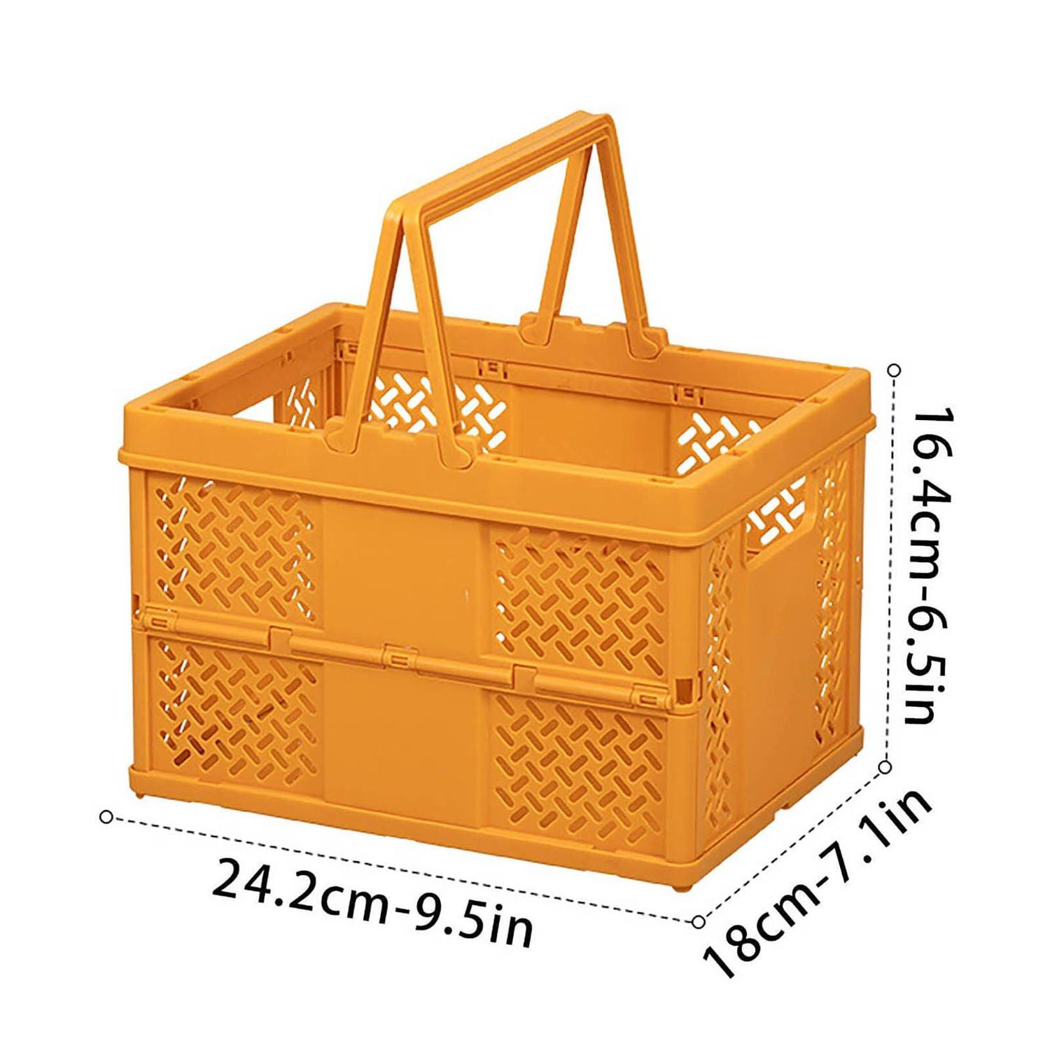 Foldable storage basket in plastic - orange