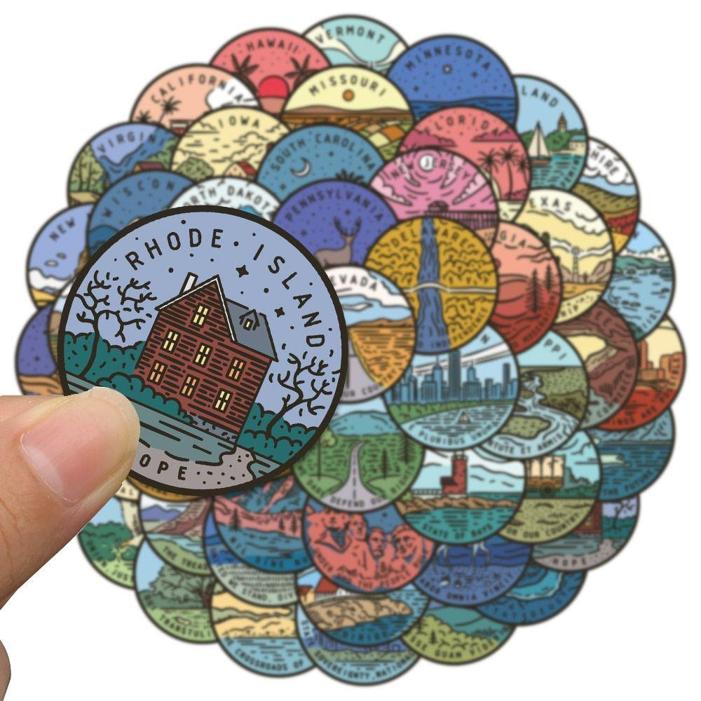 Stickers - US states - 50 pcs