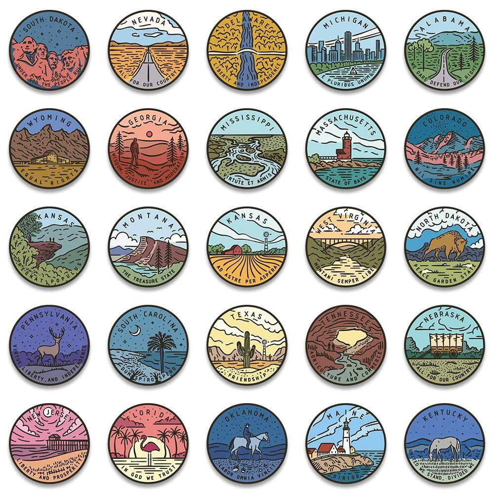 Stickers - US states - 50 pcs