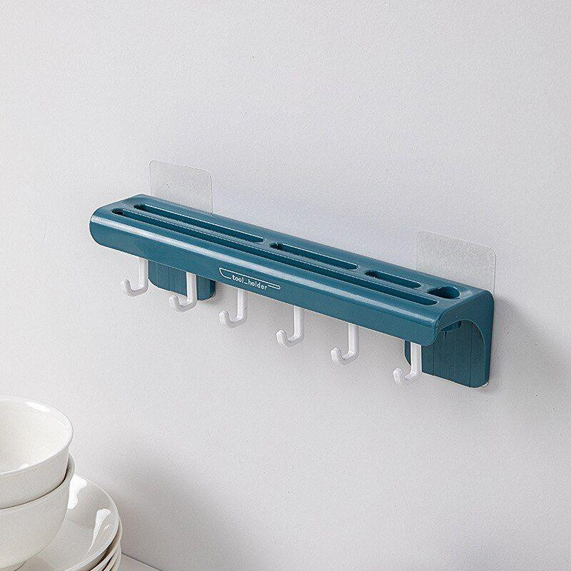 Smart kitchen shelf - hooks and knife holders - blue