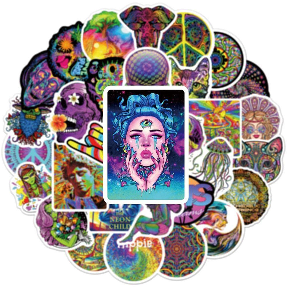 Stickers - psychedelic patterns - 50 pcs