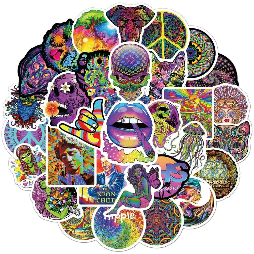 Stickers - psychedelic patterns - 50 pcs