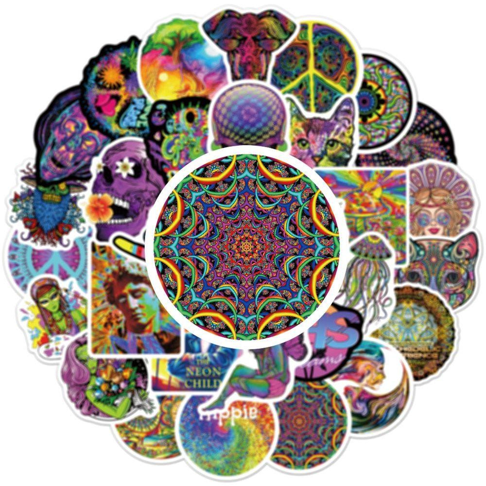 Stickers - psychedelic patterns - 50 pcs