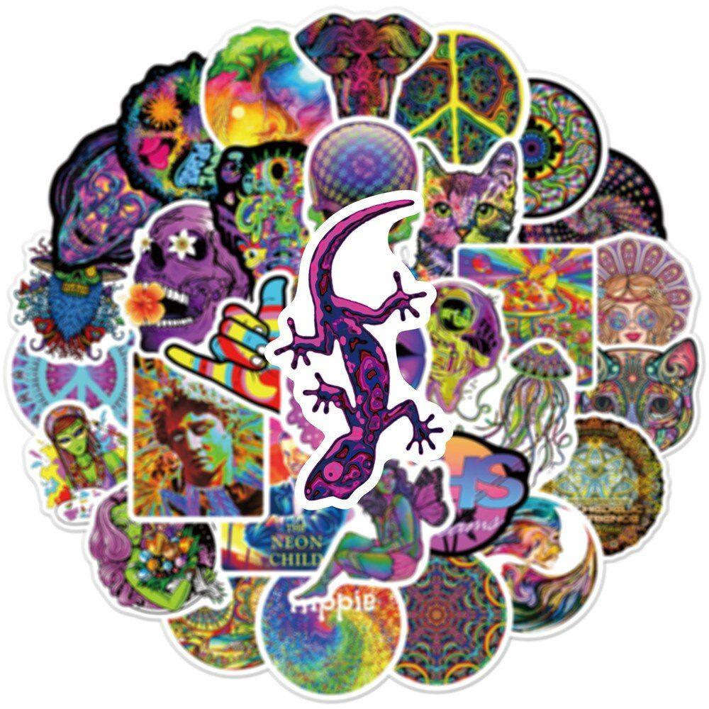 Stickers - psychedelic patterns - 50 pcs