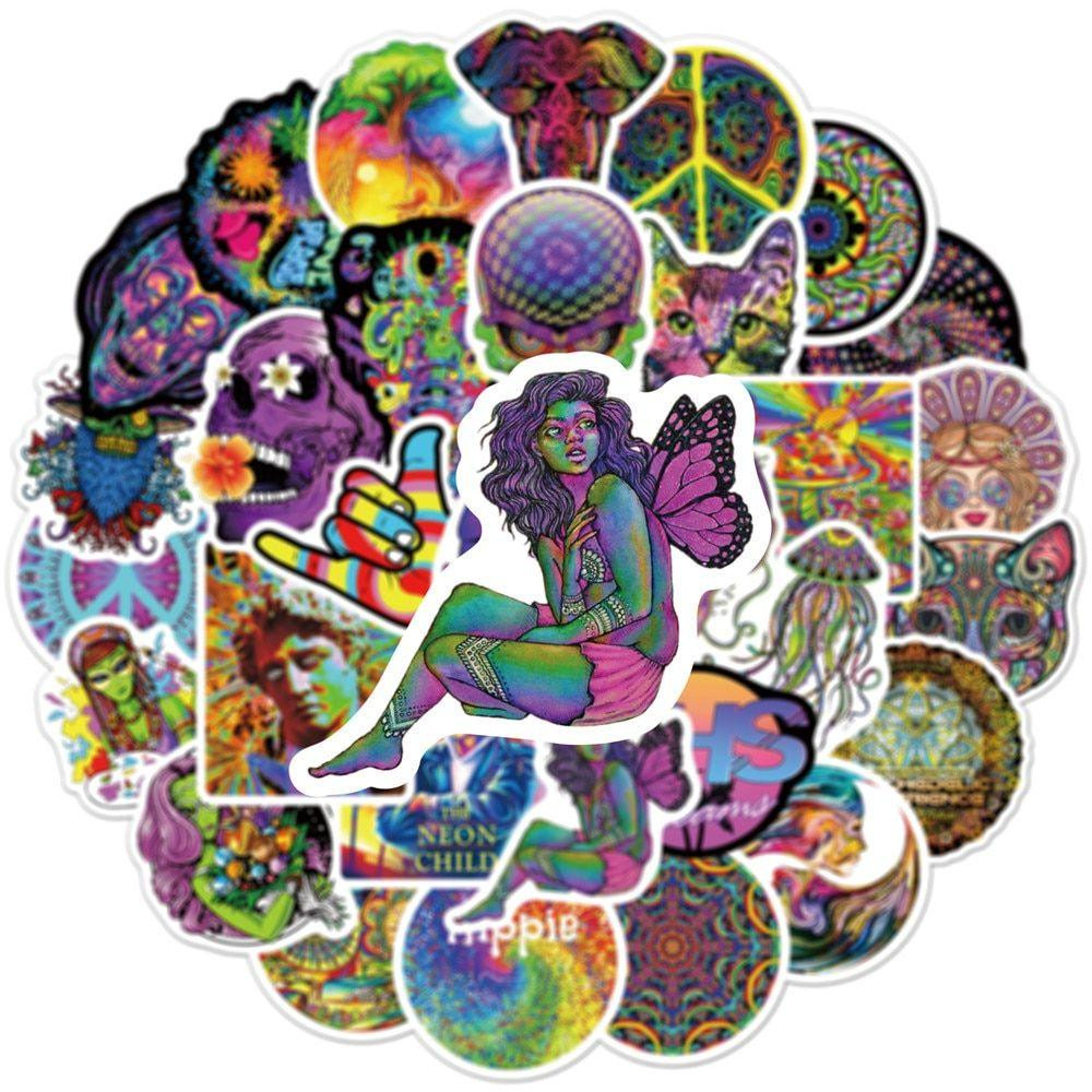 Stickers - psychedelic patterns - 50 pcs