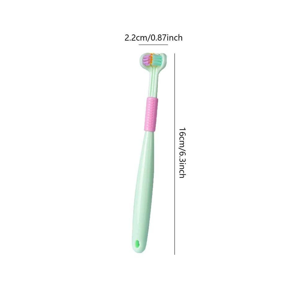 Three -sided toothbrush for children - green