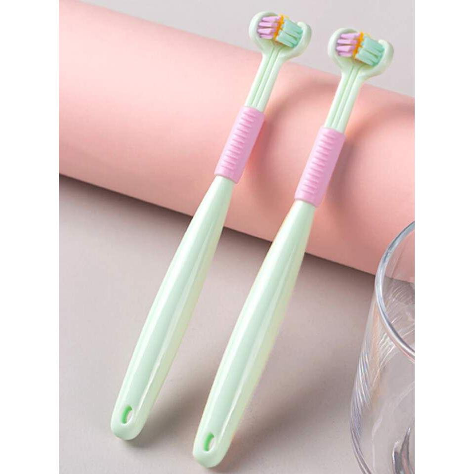 Three -sided toothbrush for children - green