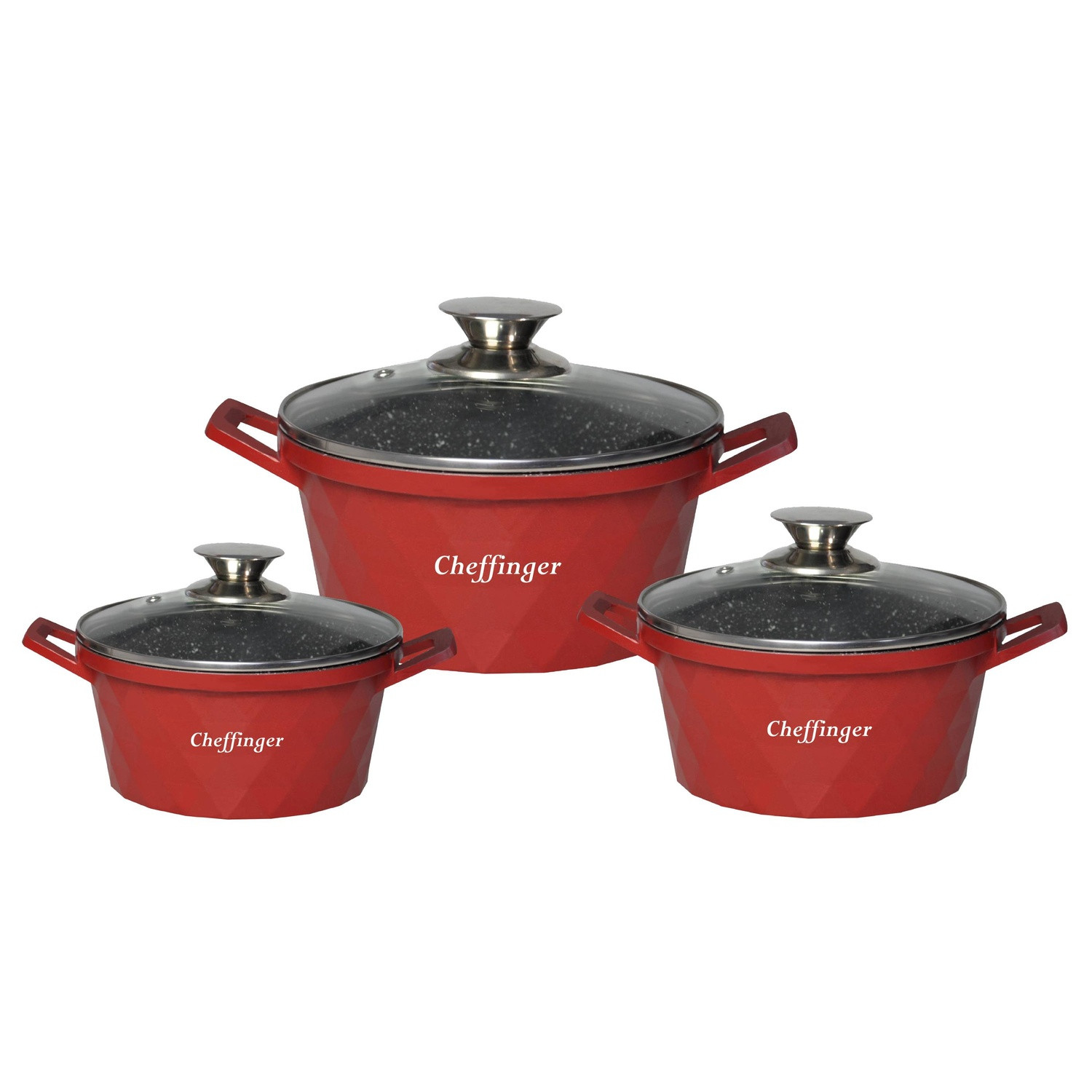 Set con pentole - design rosso - 6 parti