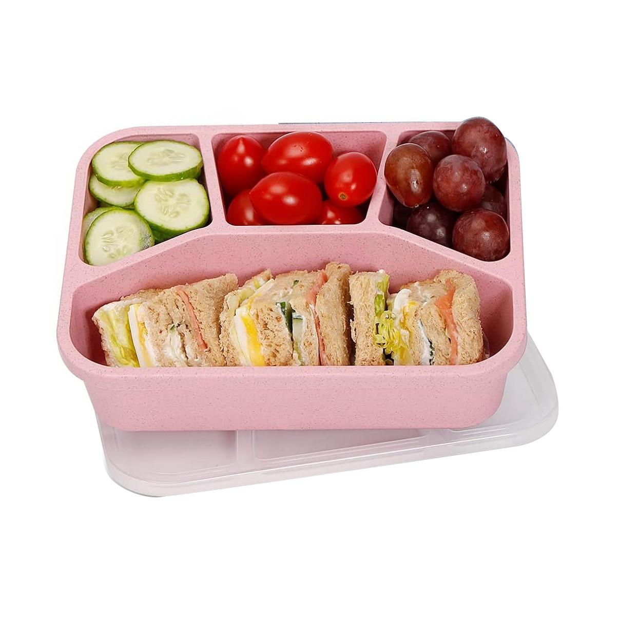 Food box with 4 compartments - biodegradable plastic