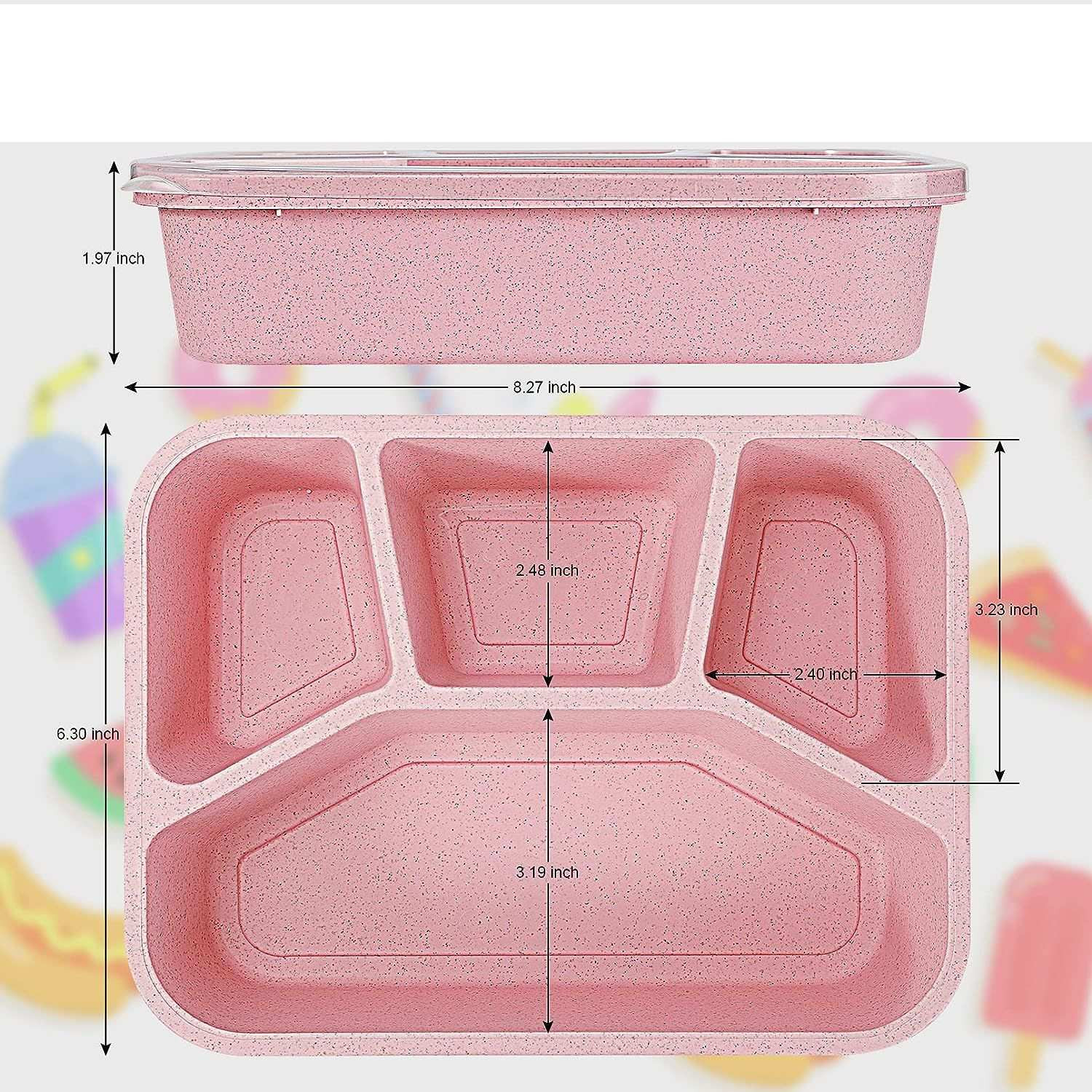 Caja de comida con 4 compartimentos - plástico biodegradable