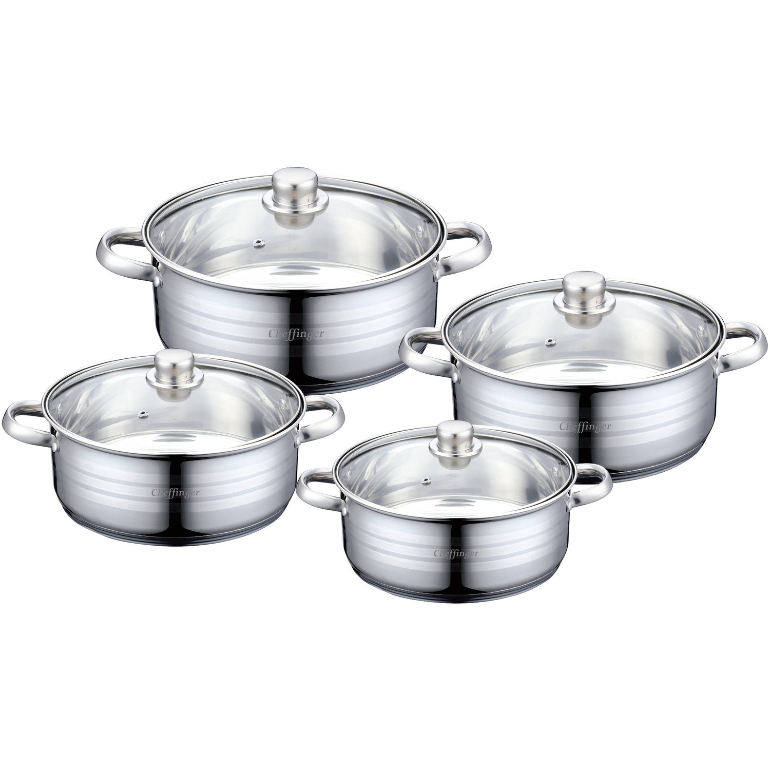 Set de casseroles - 8 pièces - inox