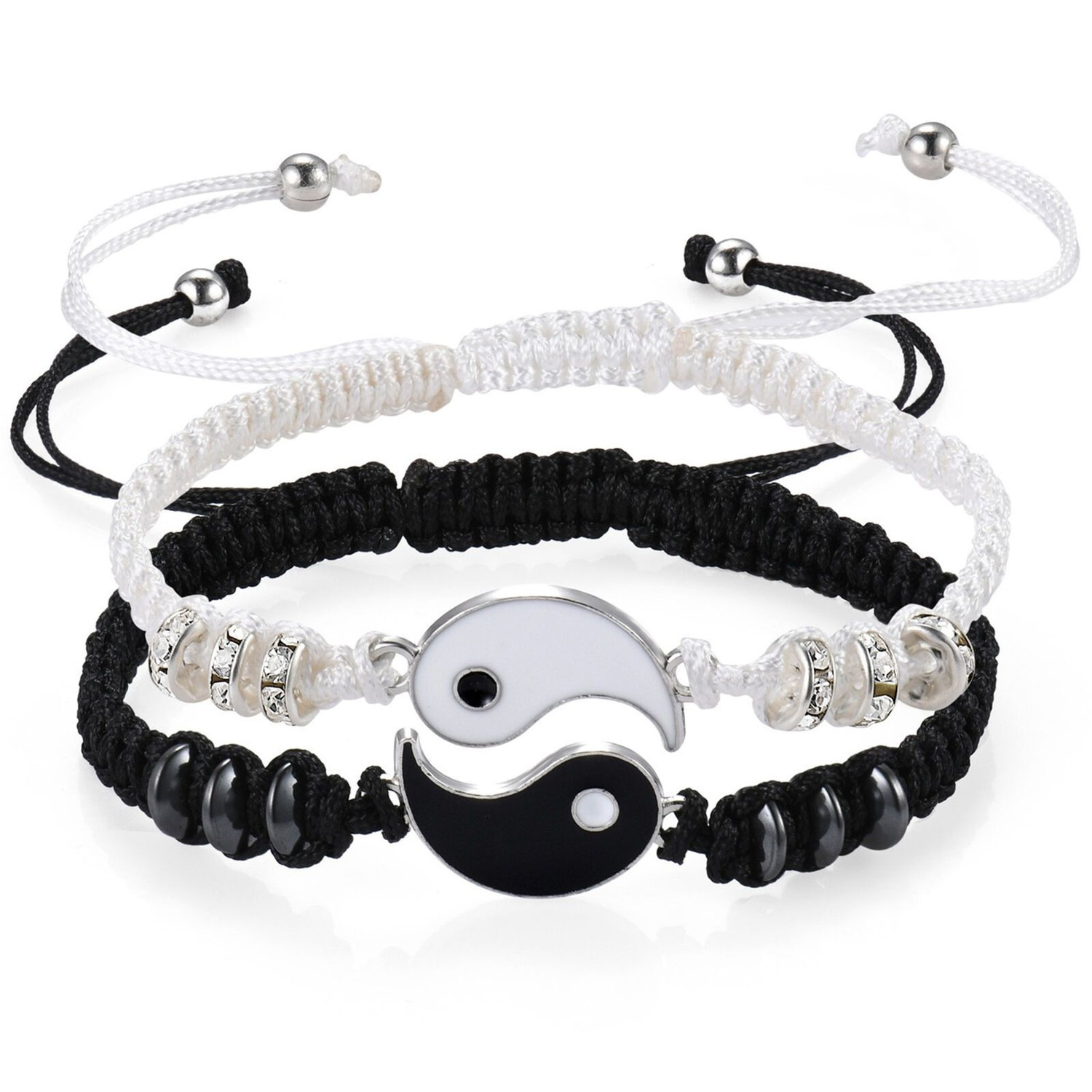 Pulseiras de botões combinando - yin e yang