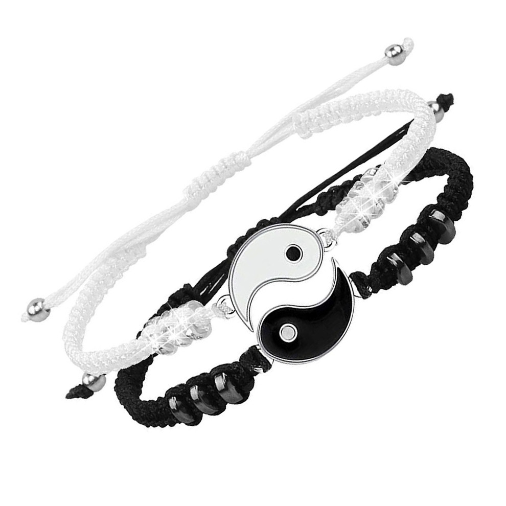 Pulseiras de botões combinando - yin e yang