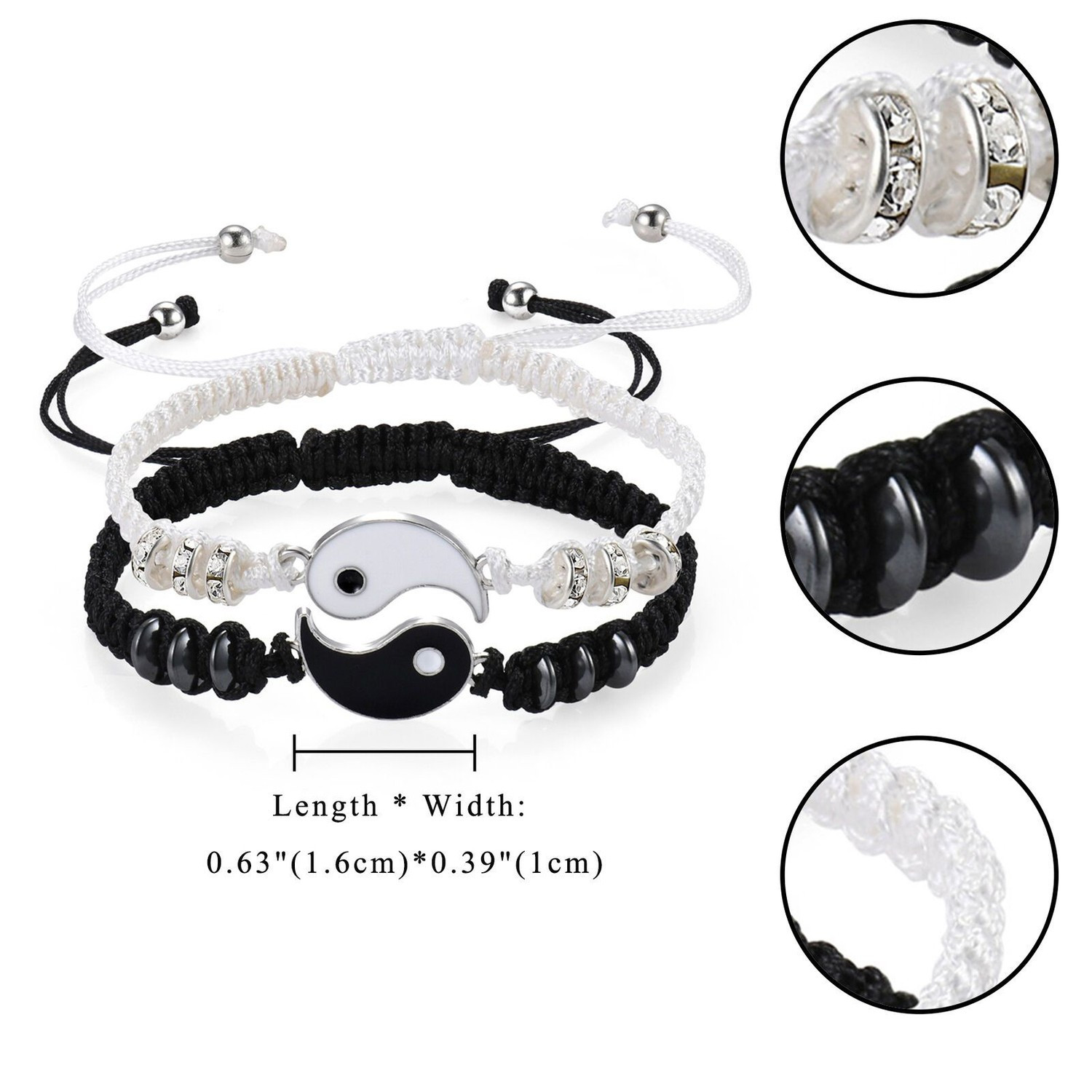 Pulseiras de botões combinando - yin e yang