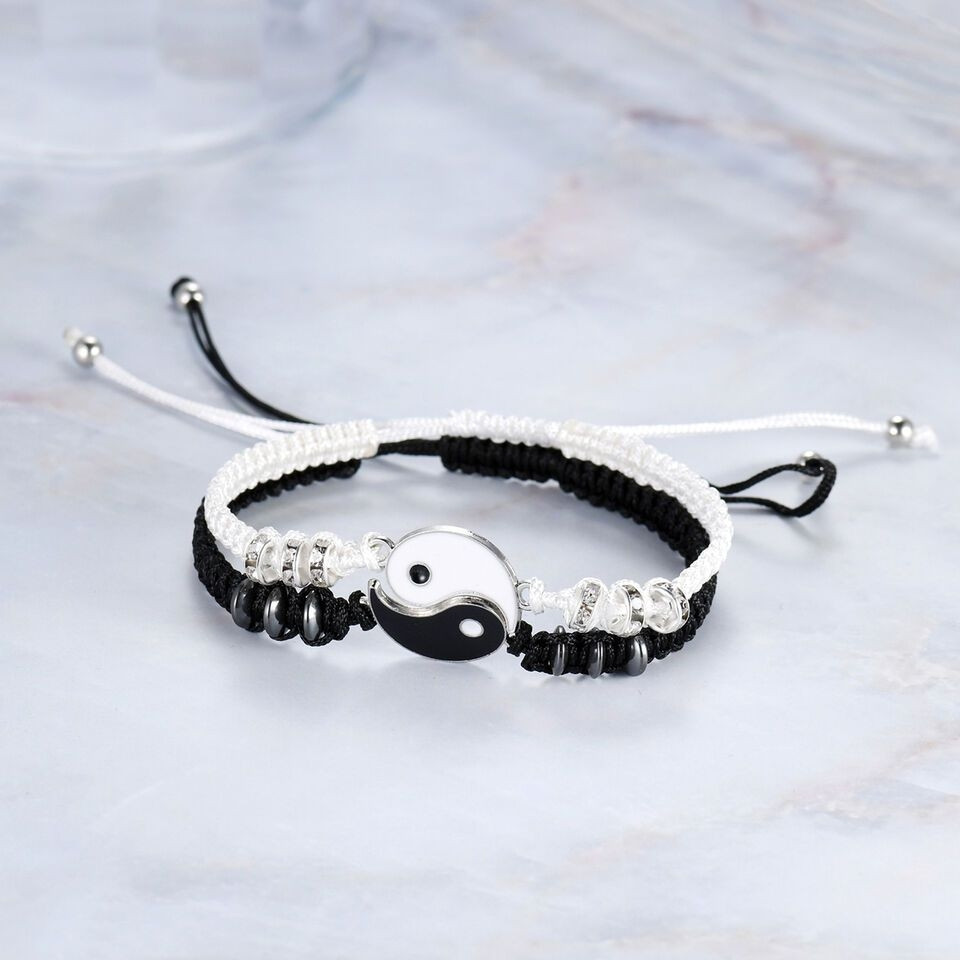 Pulseiras de botões combinando - yin e yang