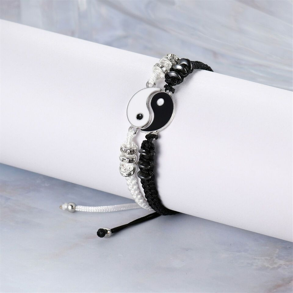 Pulseiras de botões combinando - yin e yang